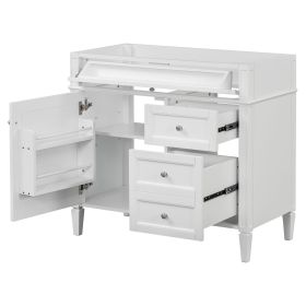 36'' Bathroom Vanity without Top Sink, Modern Bathroom Storage Cabinet with 2 Drawers and a Tip-out Drawer, Solid Wood Frame (NOT INCLUDE BASIN SINK) (Material: Solid Wood+MDF, Color: White)