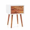 Mid-Century Wooden Multipurpose End Table with 2 Storage Drawers