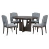 Modern 5-Piece Extendable Round Dining Table Set with 16.2inch Removable Leaf for Small Places