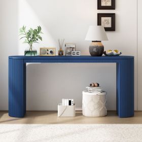 Curved Design Console Table with Unique Vertical Stripe Design ,Suitable for Living Room,Study and Entrance (Material: MDF, Color: Navy)