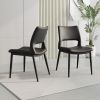 Modern minimalist black PU leather Dining Chairs Set of 2, comfortable backrest design, metal leg support, suitable for restaurants, kitchens