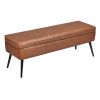 VEVOR Leather Storage Ottoman Bench, PU Leather Bench with Storage and Metal Legs, Modern Shoe Benches Seat for Entryway