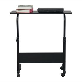 Portable Multi-Purpose Small Side Table - Mobile Laptop Wheels Compact Room Divider Shelf for Office (Color: Black)