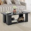 Large 41 Inch 2-tier Wooden Modern Coffee Table with Storage Shelf living room table