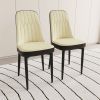 A set of 4 or 2 dining chair, modern style chair made of high-quality PU Leather fabric with thick soft cushions, black metal leg kitchen chair
