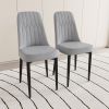 A set of 4 or 2 dining chair, modern style chair made of high-quality PU Leather fabric with thick soft cushions, black metal leg kitchen chair