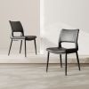 Modern minimalist black PU leather Dining Chairs Set of 2, comfortable backrest design, metal leg support, suitable for restaurants, kitchens