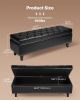 VEVOR Button-Tufted Storage Ottoman Bench, PU Leather Bench with Storage and Solid Wood Legs, Modern Shoe Benches Seat for Entryway