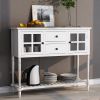 Sideboard Console Table with Bottom Shelf,Farmhouse Wood/Glass Buffet Storage Cabinet Living Room