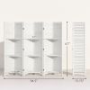 6 Panel 67" Tall Wood Privacy Screen Room Divider with 3 Shelves and Folding Storage for Bedroom, White