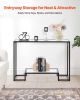 VEVOR 2-Tier Glass Console Table, Modern Rectangle Sofa Side Table with Tempered Glass Top and Iron Legs