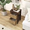 3/4-Tier Nightstand with 2/3 Seagrass Baskets Narrow X-Design