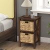 3/4-Tier Nightstand with 2/3 Seagrass Baskets Narrow X-Design