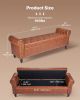 VEVOR Button-Tufted Storage Ottoman Bench, Rolled Arm PU Leather Bench with Solid Wood Legs, Modern Shoe Benches Seat for Entryway