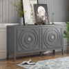 Retro Sideboard door with Circular Groove Design Round Metal Door Handle for Entrance,Dinning Room,Living Room