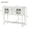 Sideboard Console Table with Bottom Shelf,Farmhouse Wood/Glass Buffet Storage Cabinet Living Room