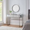 39" Mirrored Makeup Vanity Table with Stainless Steel Base, Mirrored Console Dressing Table with 2 Drawers,Versatile Desk for Bedroom and Office, Gray