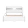Wood Full Size Platform Bed with Built-in LED Light, Storage Headboard and Guardrail
