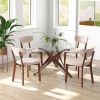 Dining Chairs Set of 2 Upholstered Mid-Back Chairs with Solid Rubber Wood Frame