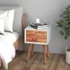 Mid-Century Wooden Multipurpose End Table with 2 Storage Drawers