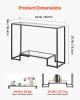 VEVOR 2-Tier Glass Console Table, Modern Rectangle Sofa Side Table with Tempered Glass Top and Iron Legs