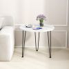 Round Coffee Table with Thickened Tabletop and Metal Tripod Legs
