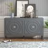 Retro Sideboard door with Circular Groove Design Round Metal Door Handle for Entrance,Dinning Room,Living Room