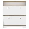 Brandford Shoe Rack, Superior Top, Two Shelves, Light Oak / White