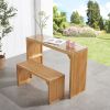 Pine Dining Bench and Table, Indoor Wood Bench for Entryway,Living Room,Kitchen and Bedroom Table and Bench Set (Nature