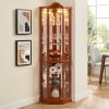 Glass Cabinet Lighted Corner Cabinet Corner Display Curio Cabinet, Glass Display With Light(Included)Bar Cabinet