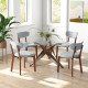 Dining Chairs Set of 2 Upholstered Mid-Back Chairs with Solid Rubber Wood Frame