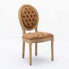 French Style Solid Wood Frame Antique Painting,Hand-pulled buckle decoration PU artificial leather Dining Chair with Nailhead Trim ,Wood Legs