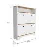 Brandford Shoe Rack, Superior Top, Two Shelves, Light Oak / White