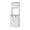 Tennant Kitchen Pantry with Drawer, 2 Cabinets, and Microwave Stand, White