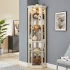 Corner Glass Cabinet Lighted Curio Cabinet Corner Display Case for Living Room, Curio Cabinet, Antique collection, Wine